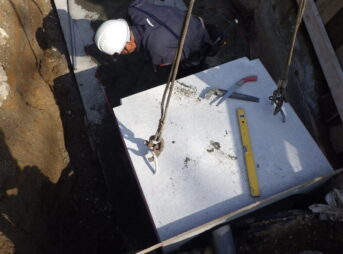 ボックスカルバートの据付け作業