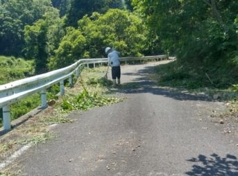 草を集めている様子